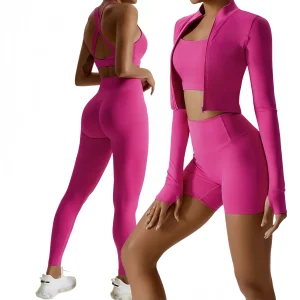 Women's 4-Piece Fitness & Yoga Set — Butt-Lifting, Long-Sleeve Athletic Suit